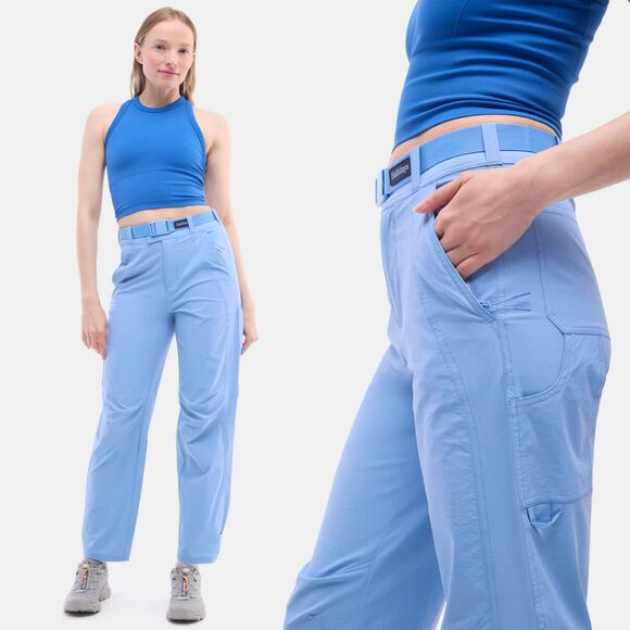 NWT Halfdays Bastille Trail Pants Womens Medium Forget Me Not Blue Hiking Belted - Picture 1 of 11